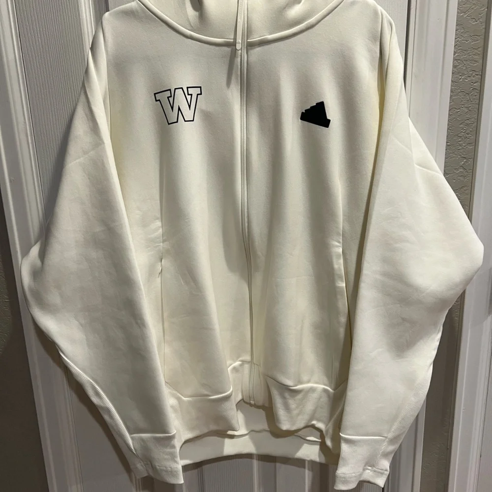 adidas Women's Cream Hoodie with Black Details